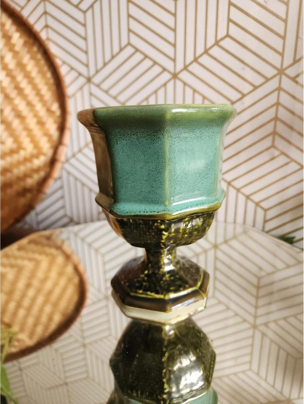 Vintage Norleans Pottery Green Glazed Small Planter